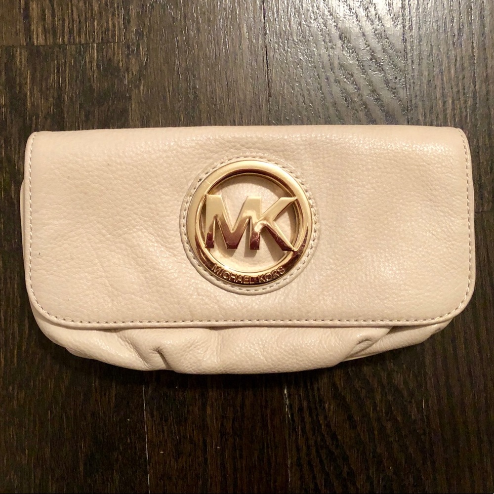 Michael Kors Cream Leather Clutch